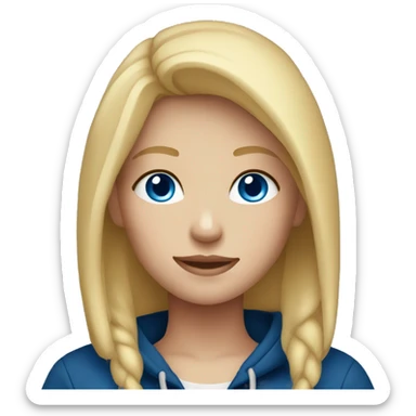 Blonde hair blue eyes girl with dark blue hoodie  sticker