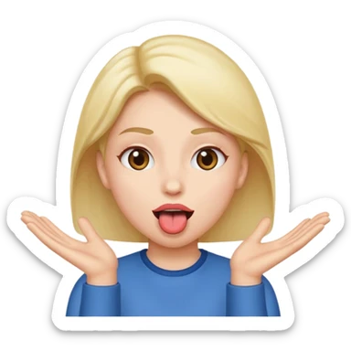 Hands to the side tongue out and eyes wide open sticker
