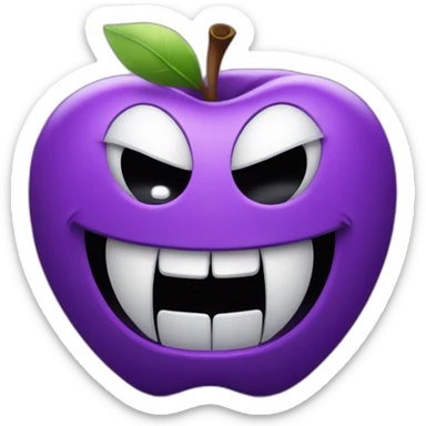 apple emoji purple demon laughing with tears sticker