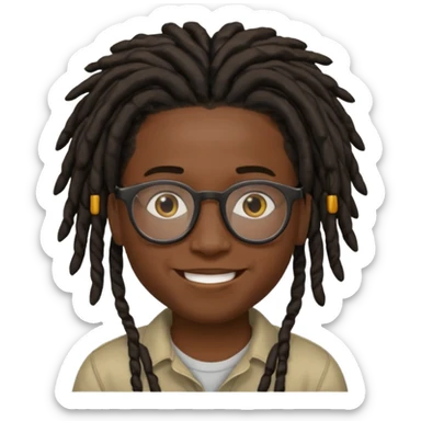 Boy with a locs hair on face put a glasses on and Black locs sticker