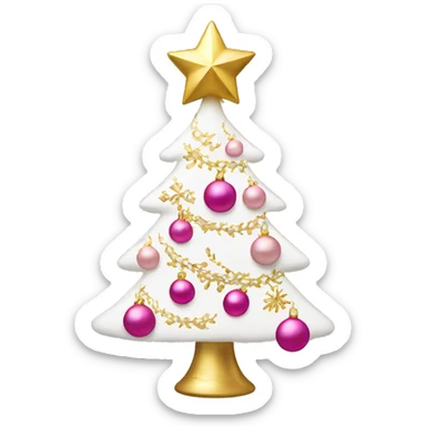 White Christmas tree with pink and gold ornaments  sticker