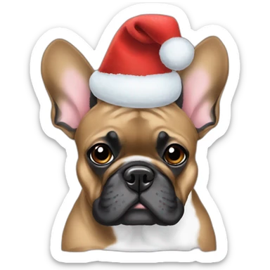 brindle frenchie christmas hat sticker