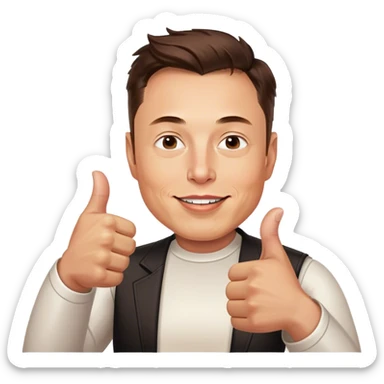 Elon musk photorealistic thumb up sticker