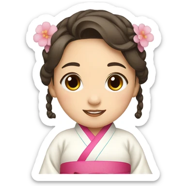 Girl wearing a traditional Korean hanbok sticker