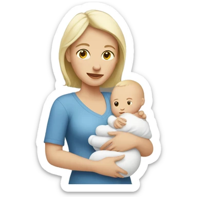 white mom holding little white baby sticker