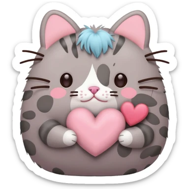 red heart pusheen sticker