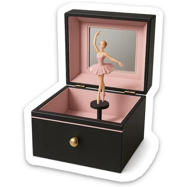 black and pink music box with ballerina sticker