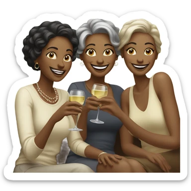 Three women drinking white wine sticker