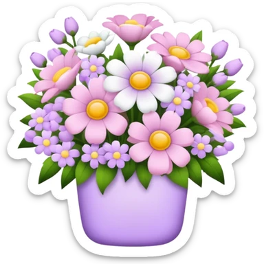 baby pink flower bouquet with white flowers light purple flowers  sticker