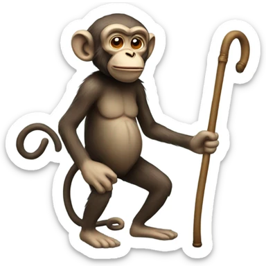 Very Old Monkey with cane sticker