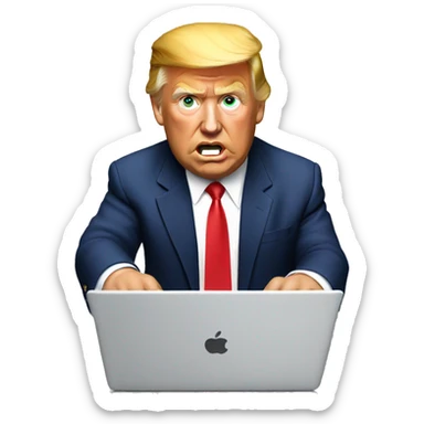 trump with laptop sticker