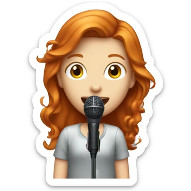 Ginger haired girl with microphone singing  sticker