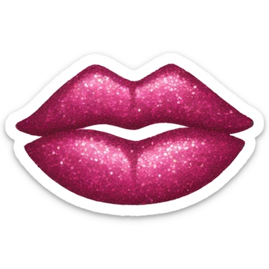 Glittery pink kiss print sticker