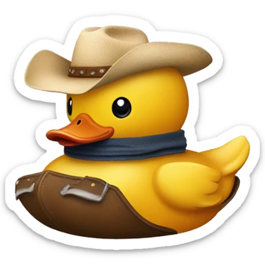 rubber duck with a cowboy hat sticker