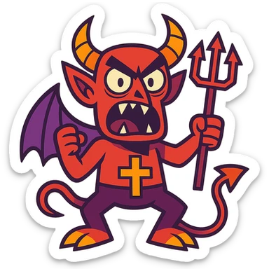 Belzebuth with exaggerated features in vibrant toon style sticker