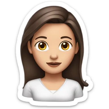 Brunette girl with a very big left ear sticker