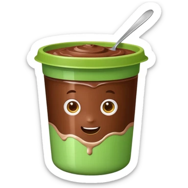 A chocolate yogurt with green packaging sticker