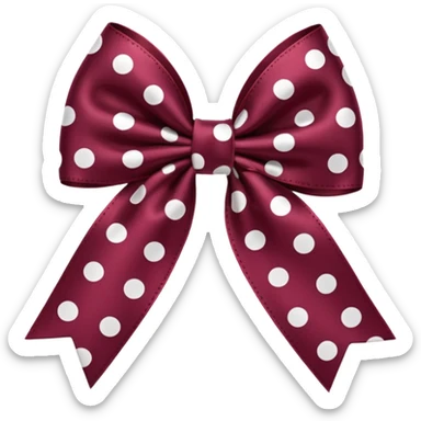 Burgandy bow with white polka dots sticker