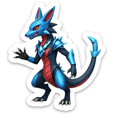 Edgy futuristic Zeraora-Salandit-Lucario-fusion sticker