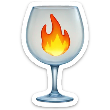 A large fire inside an empty glass like it's burning but not melted sticker
