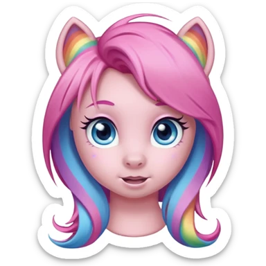 Light Pink my little pony with pastel rainbow hair and blue eyes  sticker