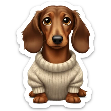 Brown Long-haired dachshund in a sweater sticker