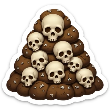 poop emoji with bones and skulls sticker