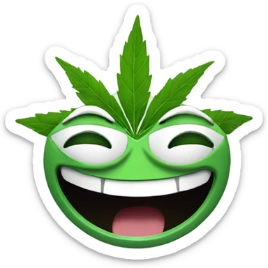 Weed leaf laughing emoji sticker