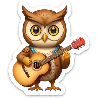 an owl witha a guitar sticker