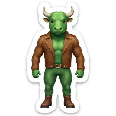Big green bull full body with brown jacket sticker
