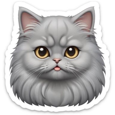 cinematic-grumpy-comical-grey-persian-kitten-portrait-emoji,-head-tilted-playfully-with-an-adorably-awkward-expression,-fluffy-grey-fur-with-soft-silver-undertones,-simplified-yet-hilariously-derpy-features,-highly-detailed,-glowing-with sticker