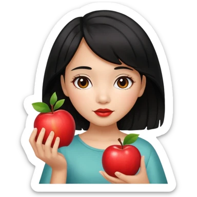 Red girly stuff filipino black hair with straight wavy hair medium length butterfly haircut sticker