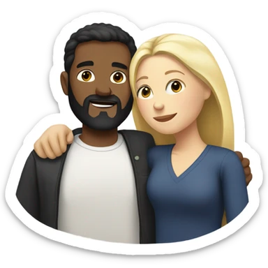 White man, short black hair, long beard, hugging a white woman, blonde hair  sticker