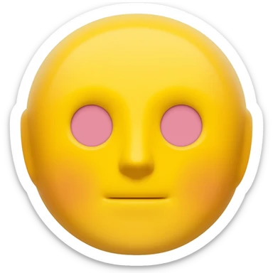 Yellow circle emoji with flushed eyes and neutral mouth in fisheye effect sticker