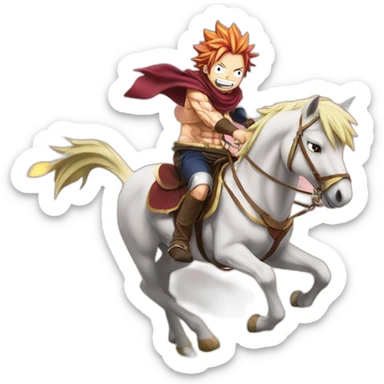 natsu from fairy tail anime riding a horse sticker