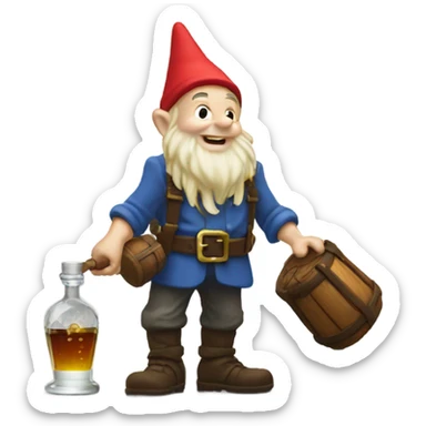 Pixel gnome pouring some rum on the ground sticker