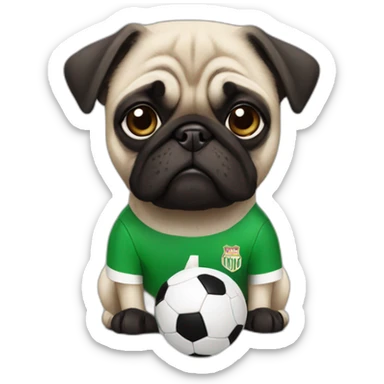 Pug with a soccer jersey with the number 7 sticker