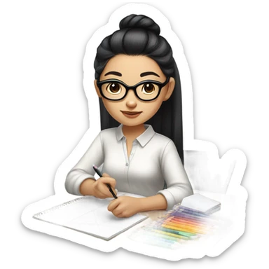 chinese girl designing sticker