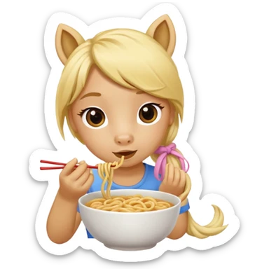 blonde pony eating noodle sticker