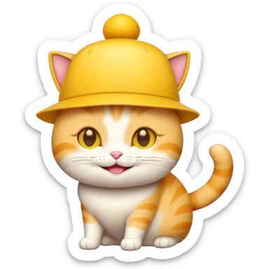 Cheese cat wearing a yellow hat sticker