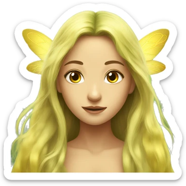 Beautiful, fairy, gold, yellow, green, long hair, big wings sticker
