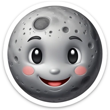 Mercury planet with a cute smiling face and crater details sticker