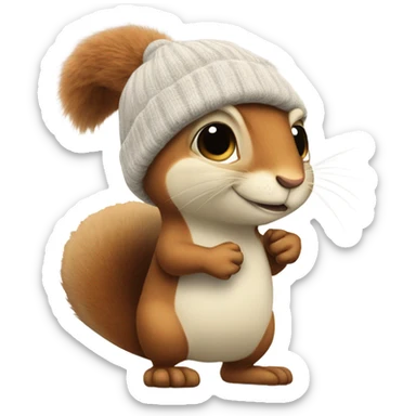 Squrell wearing a beanie and ugh slippers  sticker