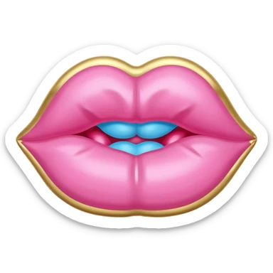 pink gold and light blue rococo inflatable lips sticker