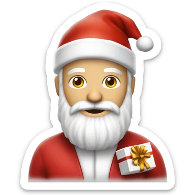 père Noël avec cadeau est costume rouge et barbe blanche sticker
