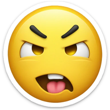 yellow emoji face with an angry expression sticking their tongue out sticker