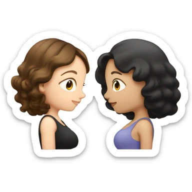 A pregnant white brown haired girl and a pregnant white black haired girl  sticker