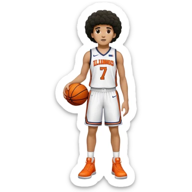 Will Riley Illinois basketball #7 mulatto with short Afro full body shot sticker