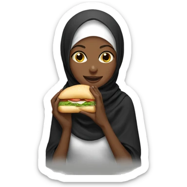 Black Hijabi eating sandwich sticker