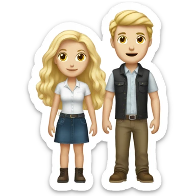 Tall country white boy with blonde girl  sticker
